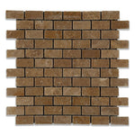 1x2 Noce Travertine Tumbled Brick Mosaic Tile 1x2 Noce Travertine Tumbled Brick Mosaic Tile - American Tile Depot
