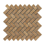 1x2 Noce Travertine Tumbled Herringbone Mosaic Tile 1x2 Noce Travertine Tumbled Herringbone Mosaic Tile - American Tile Depot
