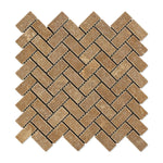 1x2 Noce Travertine Tumbled Herringbone Mosaic Tile 1x2 Noce Travertine Tumbled Herringbone Mosaic Tile - American Tile Depot