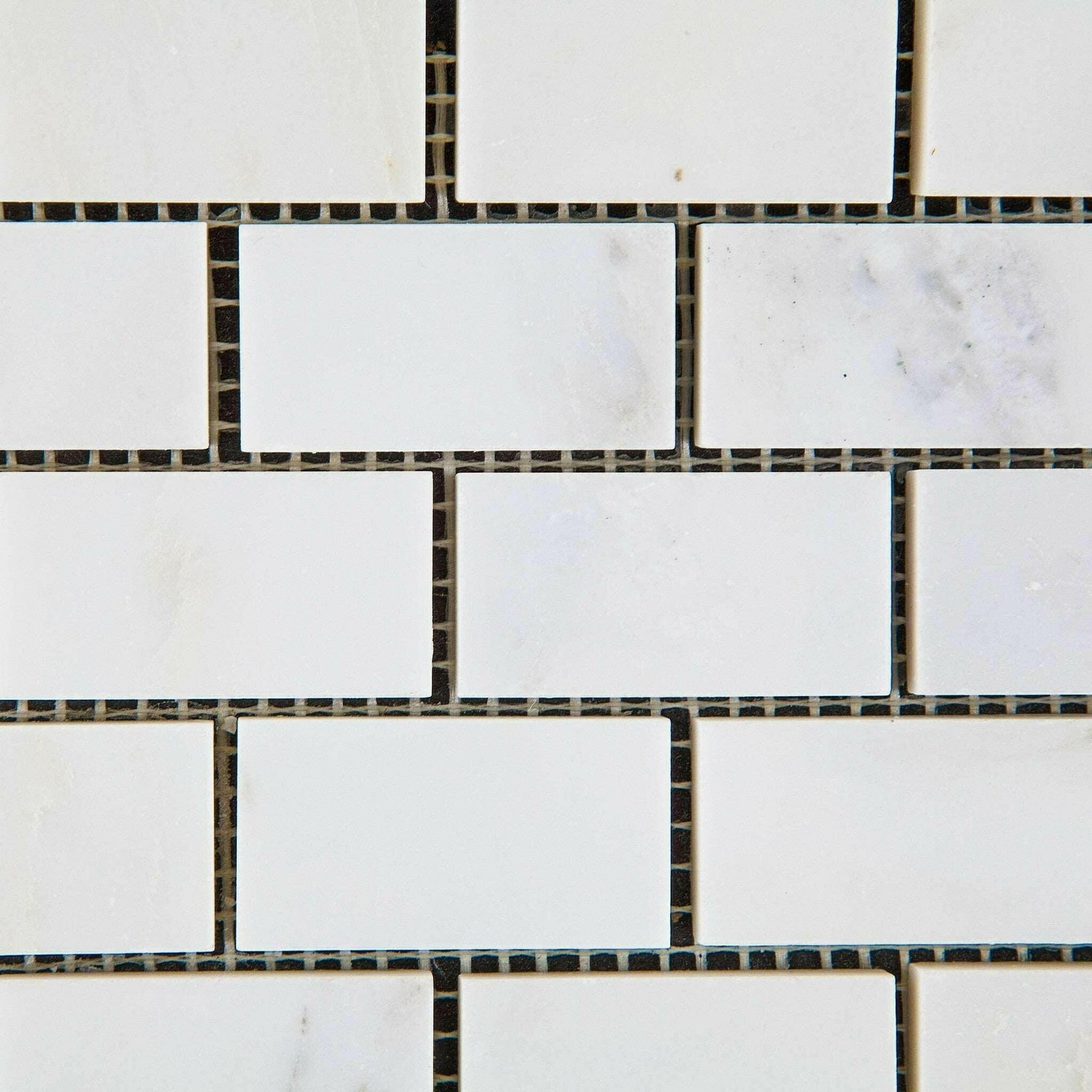 1x2 Oriental White / Asian Statuary Marble Honed Brick Mosaic Tile 1x2 Oriental White / Asian Statuary Marble Honed Brick Mosaic Tile - American Tile Depot