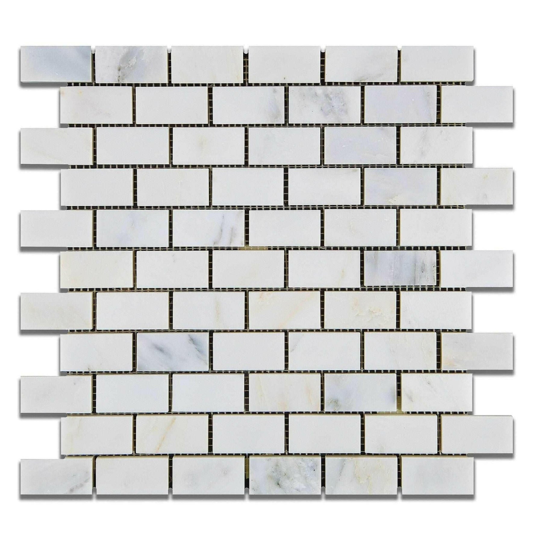 1x2 Oriental White / Asian Statuary Marble Honed Brick Mosaic Tile 1x2 Oriental White / Asian Statuary Marble Honed Brick Mosaic Tile - American Tile Depot