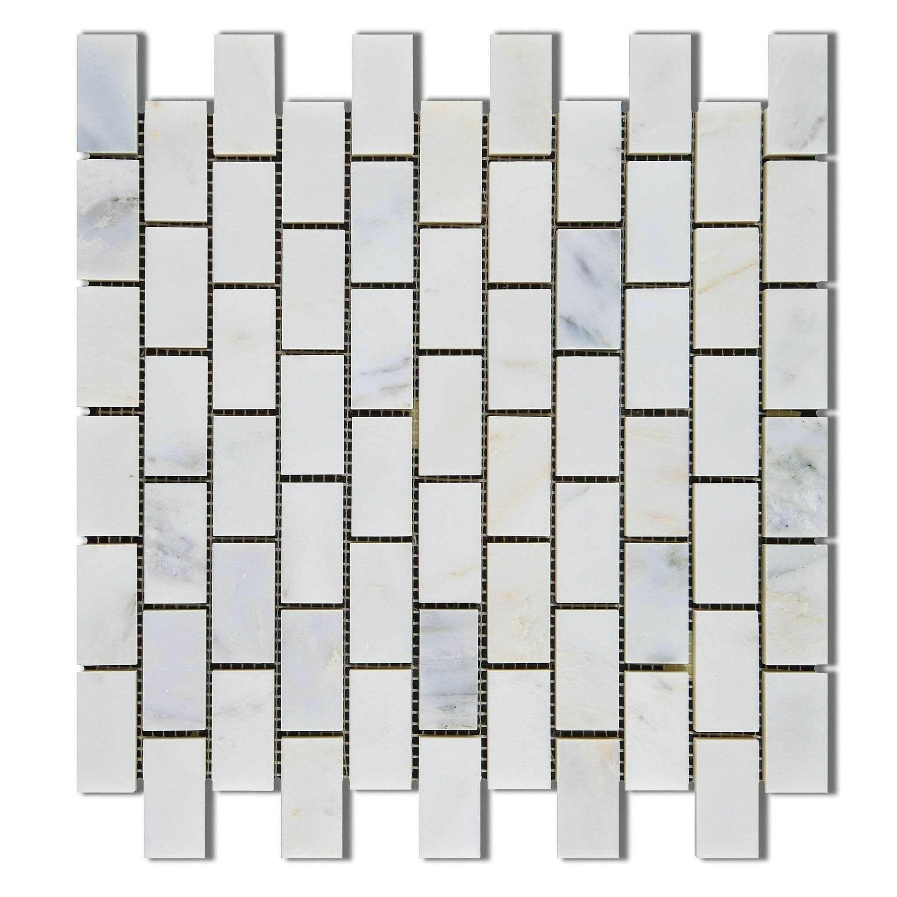 1x2 Oriental White / Asian Statuary Marble Honed Brick Mosaic Tile 1x2 Oriental White / Asian Statuary Marble Honed Brick Mosaic Tile - American Tile Depot