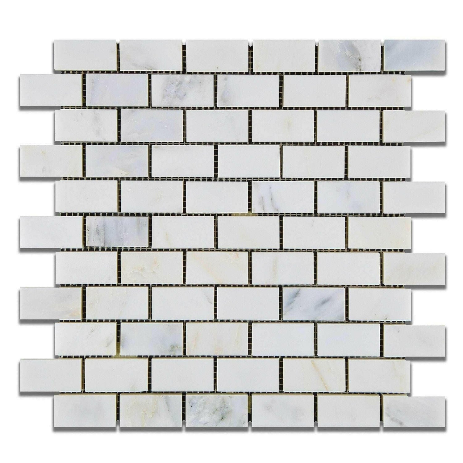 1x2 Oriental White / Asian Statuary Marble Honed Brick Mosaic Tile 1x2 Oriental White / Asian Statuary Marble Honed Brick Mosaic Tile - American Tile Depot
