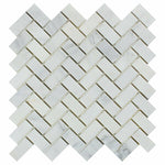 1x2 Oriental White / Asian Statuary Marble Honed Herringbone Mosaic Tile 1x2 Oriental White / Asian Statuary Marble Honed Herringbone Mosaic Tile - American Tile Depot