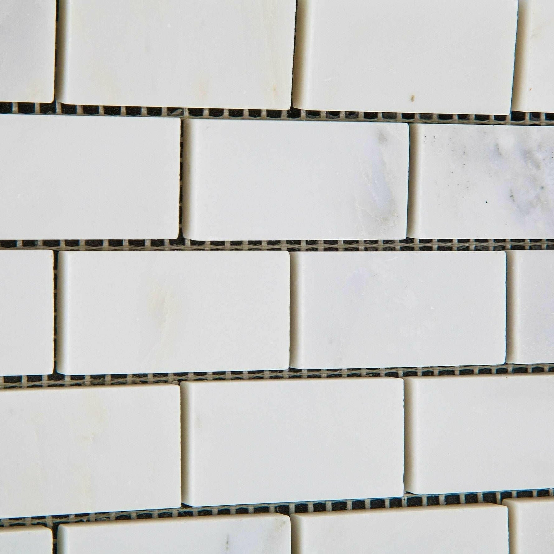 1x2 Oriental White / Asian Statuary Marble Polished Brick Mosaic Tile 1x2 Oriental White / Asian Statuary Marble Polished Brick Mosaic Tile - American Tile Depot