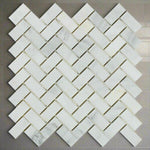 1x2 Oriental White / Asian Statuary Marble Polished Herringbone Mosaic Tile 1x2 Oriental White / Asian Statuary Marble Polished Herringbone Mosaic Tile - American Tile Depot