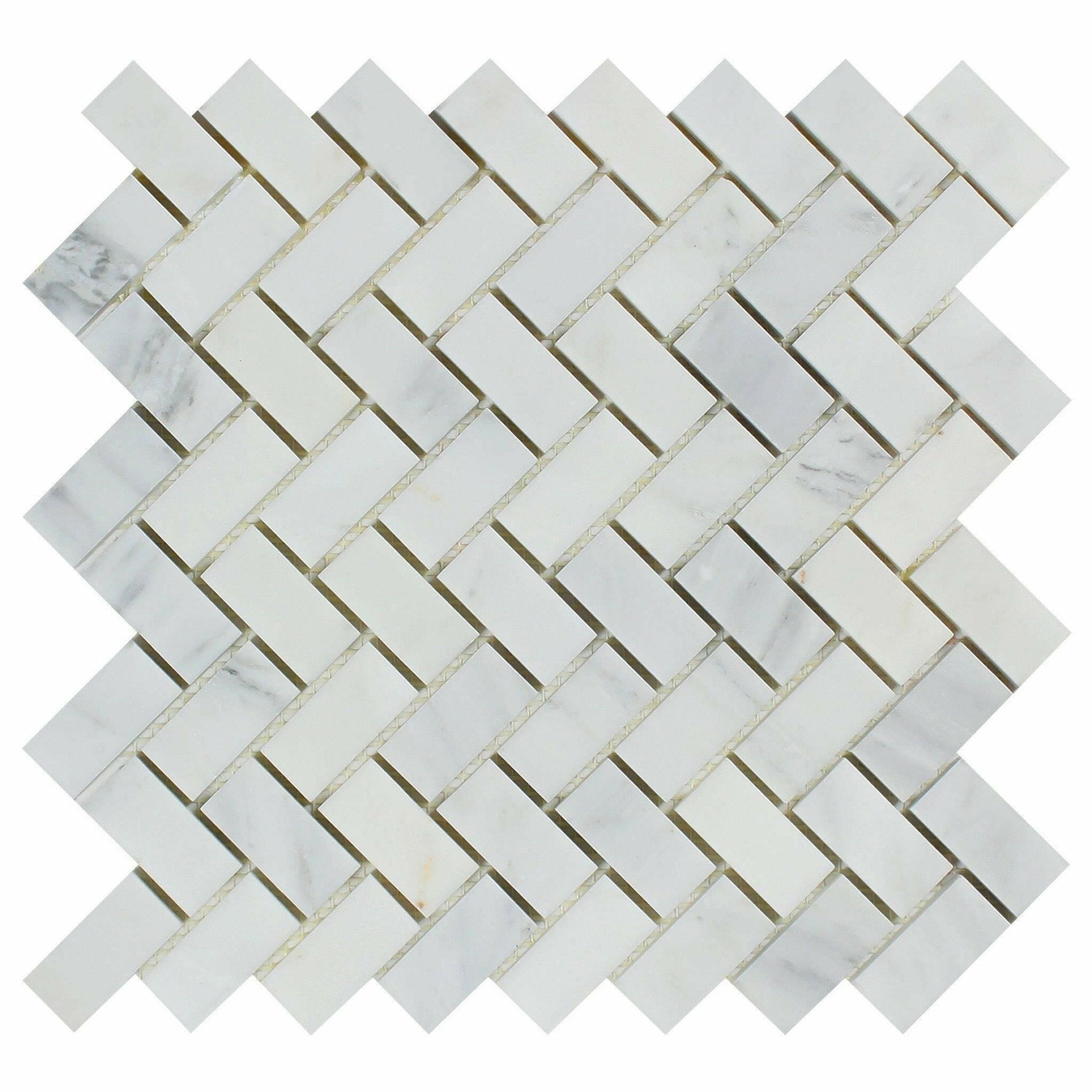 1x2 Oriental White / Asian Statuary Marble Polished Herringbone Mosaic Tile 1x2 Oriental White / Asian Statuary Marble Polished Herringbone Mosaic Tile - American Tile Depot