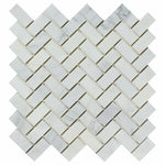 1x2 Oriental White / Asian Statuary Marble Polished Herringbone Mosaic Tile 1x2 Oriental White / Asian Statuary Marble Polished Herringbone Mosaic Tile - American Tile Depot