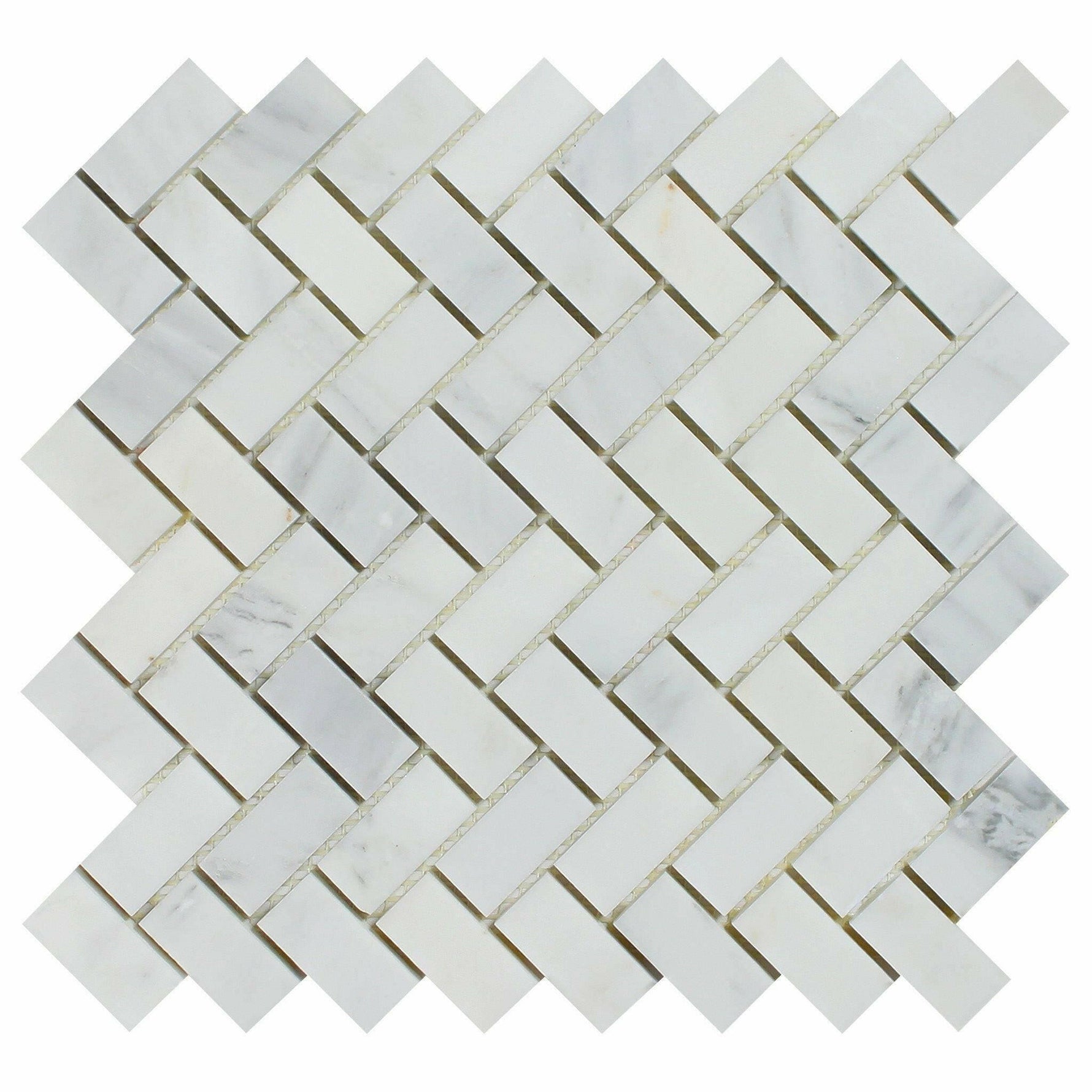 1x2 Oriental White / Asian Statuary Marble Polished Herringbone Mosaic Tile 1x2 Oriental White / Asian Statuary Marble Polished Herringbone Mosaic Tile - American Tile Depot