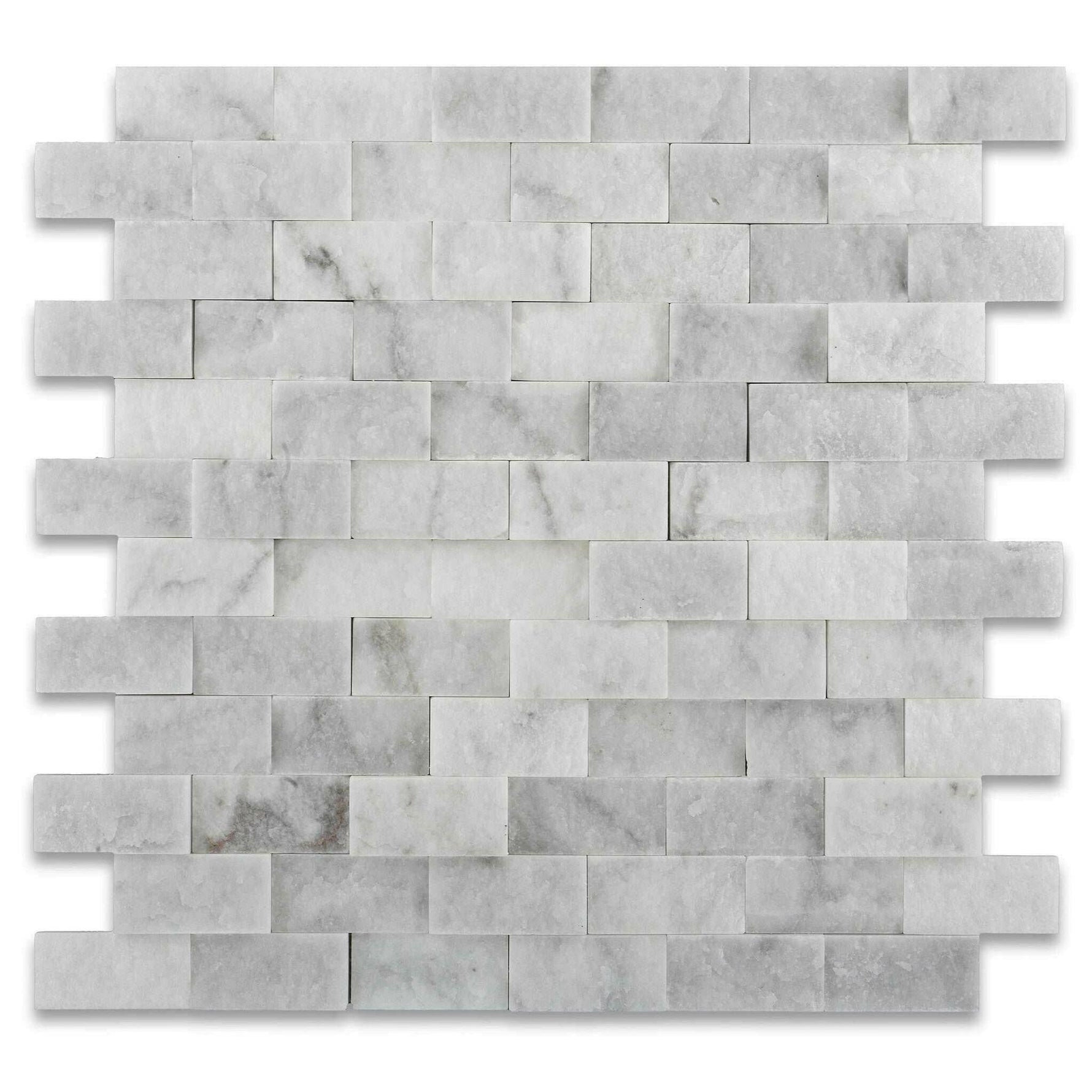 1x2 Oriental White / Asian Statuary Marble Split-Faced Mosaic Tile - American Tile Depot