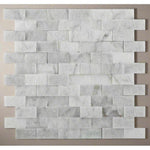 1x2 Oriental White / Asian Statuary Marble Split-Faced Mosaic Tile - American Tile Depot