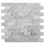 1x2 Oriental White / Asian Statuary Marble Split-Faced Mosaic Tile - American Tile Depot