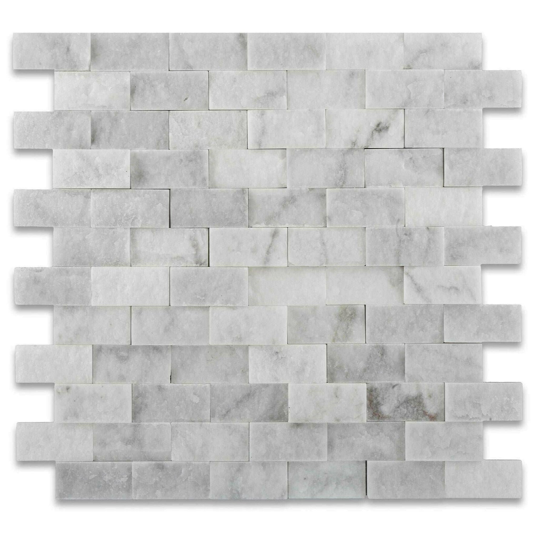 1x2 Oriental White / Asian Statuary Marble Split-Faced Mosaic Tile - American Tile Depot