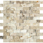 1x2 Philadelphia Travertine Split-Faced Brick Mosaic Tile 1x2 Philadelphia Travertine Split-Faced Brick Mosaic Tile - American Tile Depot
