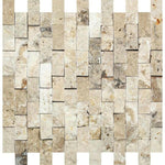 1x2 Philadelphia Travertine Split-Faced Brick Mosaic Tile 1x2 Philadelphia Travertine Split-Faced Brick Mosaic Tile - American Tile Depot