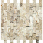 1x2 Philadelphia Travertine Split-Faced Brick Mosaic Tile 1x2 Philadelphia Travertine Split-Faced Brick Mosaic Tile - American Tile Depot