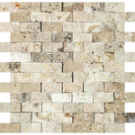 1x2 Philadelphia Travertine Split-Faced Brick Mosaic Tile 1x2 Philadelphia Travertine Split-Faced Brick Mosaic Tile - American Tile Depot
