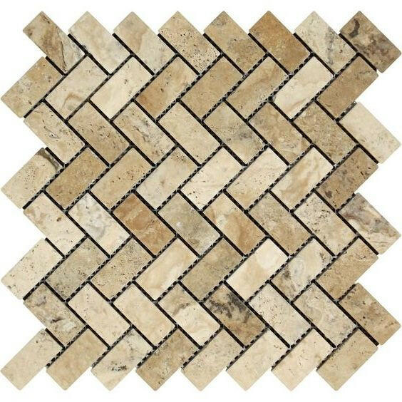 1x2 Philadelphia Travertine Tumbled Herringbone Mosaic Tile 1x2 Philadelphia Travertine Tumbled Herringbone Mosaic Tile - American Tile Depot