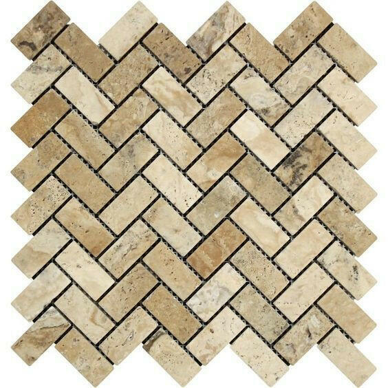 1x2 Philadelphia Travertine Tumbled Herringbone Mosaic Tile 1x2 Philadelphia Travertine Tumbled Herringbone Mosaic Tile - American Tile Depot