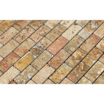 1x2 Scabos Travertine Polished Brick Mosaic Tile 1x2 Scabos Travertine Polished Brick Mosaic Tile - American Tile Depot