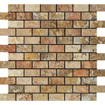 1x2 Scabos Travertine Polished Brick Mosaic Tile 1x2 Scabos Travertine Polished Brick Mosaic Tile - American Tile Depot