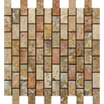1x2 Scabos Travertine Polished Brick Mosaic Tile 1x2 Scabos Travertine Polished Brick Mosaic Tile - American Tile Depot