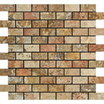 1x2 Scabos Travertine Polished Brick Mosaic Tile 1x2 Scabos Travertine Polished Brick Mosaic Tile - American Tile Depot