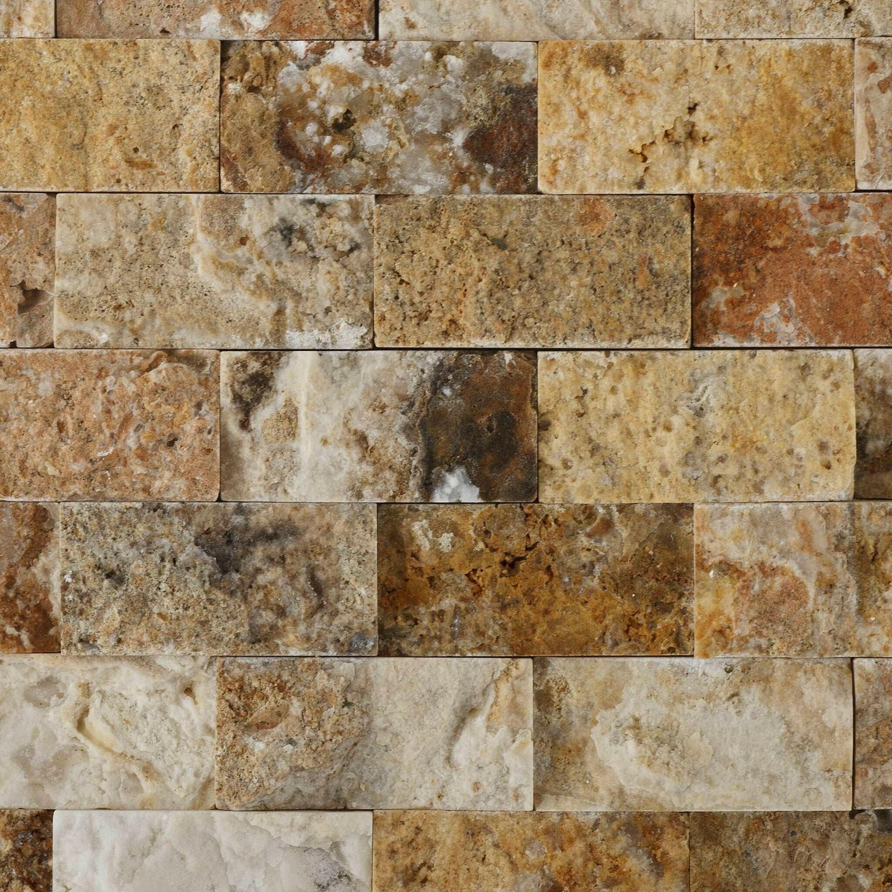 1x2 Scabos Travertine Split-Faced Brick Mosaic Tile 1x2 Scabos Travertine Split-Faced Brick Mosaic Tile - American Tile Depot