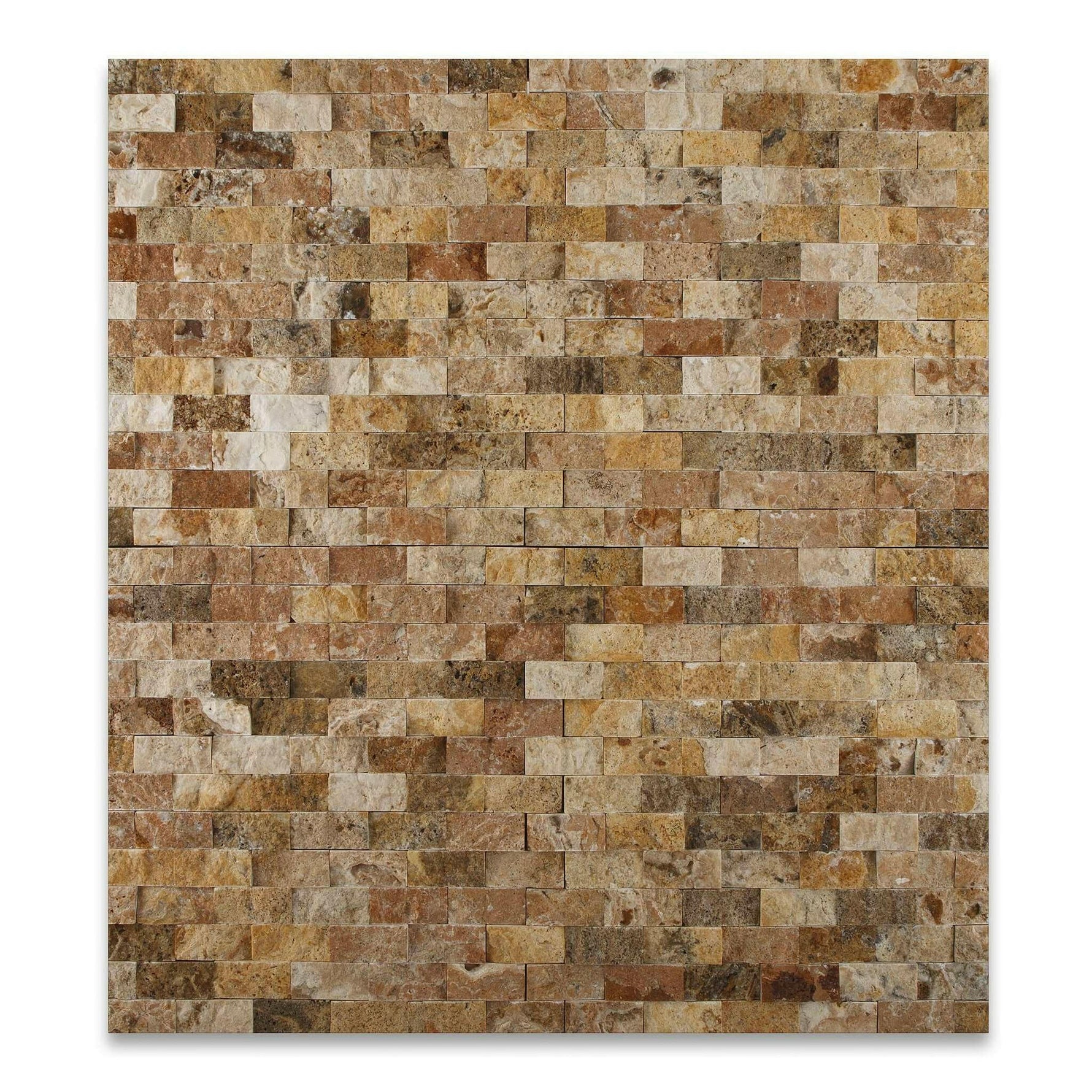 1x2 Scabos Travertine Split-Faced Brick Mosaic Tile 1x2 Scabos Travertine Split-Faced Brick Mosaic Tile - American Tile Depot