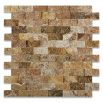 1x2 Scabos Travertine Split-Faced Brick Mosaic Tile 1x2 Scabos Travertine Split-Faced Brick Mosaic Tile - American Tile Depot