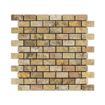 1x2 Scabos Travertine Tumbled Brick Mosaic Tile 1x2 Scabos Travertine Tumbled Brick Mosaic Tile - American Tile Depot