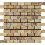 1x2 Scabos Travertine Tumbled Brick Mosaic Tile 1x2 Scabos Travertine Tumbled Brick Mosaic Tile - American Tile Depot
