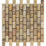 1x2 Scabos Travertine Tumbled Brick Mosaic Tile 1x2 Scabos Travertine Tumbled Brick Mosaic Tile - American Tile Depot