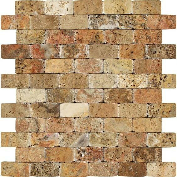 1x2 Scabos Travertine Tumbled CNC Arched 3D Mosaic Tile 1x2 Scabos Travertine Tumbled CNC Arched 3D Mosaic Tile - American Tile Depot
