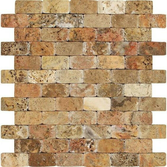 1x2 Scabos Travertine Tumbled CNC Arched 3D Mosaic Tile 1x2 Scabos Travertine Tumbled CNC Arched 3D Mosaic Tile - American Tile Depot