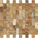 1x2 Scabos Travertine Tumbled CNC Arched 3D Mosaic Tile 1x2 Scabos Travertine Tumbled CNC Arched 3D Mosaic Tile - American Tile Depot