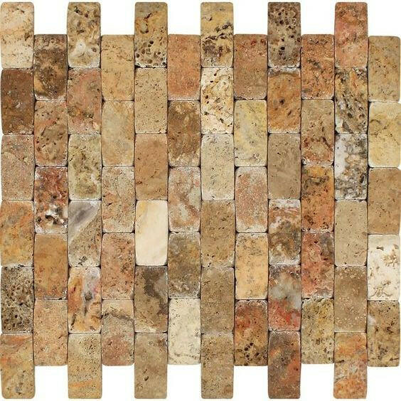 1x2 Scabos Travertine Tumbled CNC Arched 3D Mosaic Tile 1x2 Scabos Travertine Tumbled CNC Arched 3D Mosaic Tile - American Tile Depot