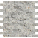 1x2 Silver Travertine Split-Faced Mosaic Tile 1x2 Silver Travertine Split-Faced Mosaic Tile - American Tile Depot