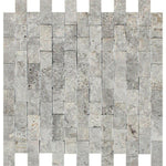 1x2 Silver Travertine Split-Faced Mosaic Tile 1x2 Silver Travertine Split-Faced Mosaic Tile - American Tile Depot