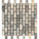 1x2 Silver Travertine Tumbled Mosaic Tile 1x2 Silver Travertine Tumbled Mosaic Tile - American Tile Depot
