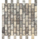 1x2 Silver Travertine Tumbled Mosaic Tile 1x2 Silver Travertine Tumbled Mosaic Tile - American Tile Depot
