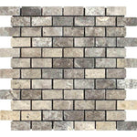 1x2 Silver Travertine Tumbled Mosaic Tile 1x2 Silver Travertine Tumbled Mosaic Tile - American Tile Depot