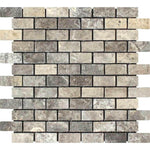 1x2 Silver Travertine Tumbled Mosaic Tile 1x2 Silver Travertine Tumbled Mosaic Tile - American Tile Depot