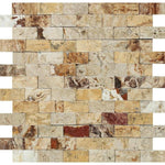 1x2 Valencia Travertine Split-Faced Brick Mosaic Tile 1x2 Valencia Travertine Split-Faced Brick Mosaic Tile - American Tile Depot
