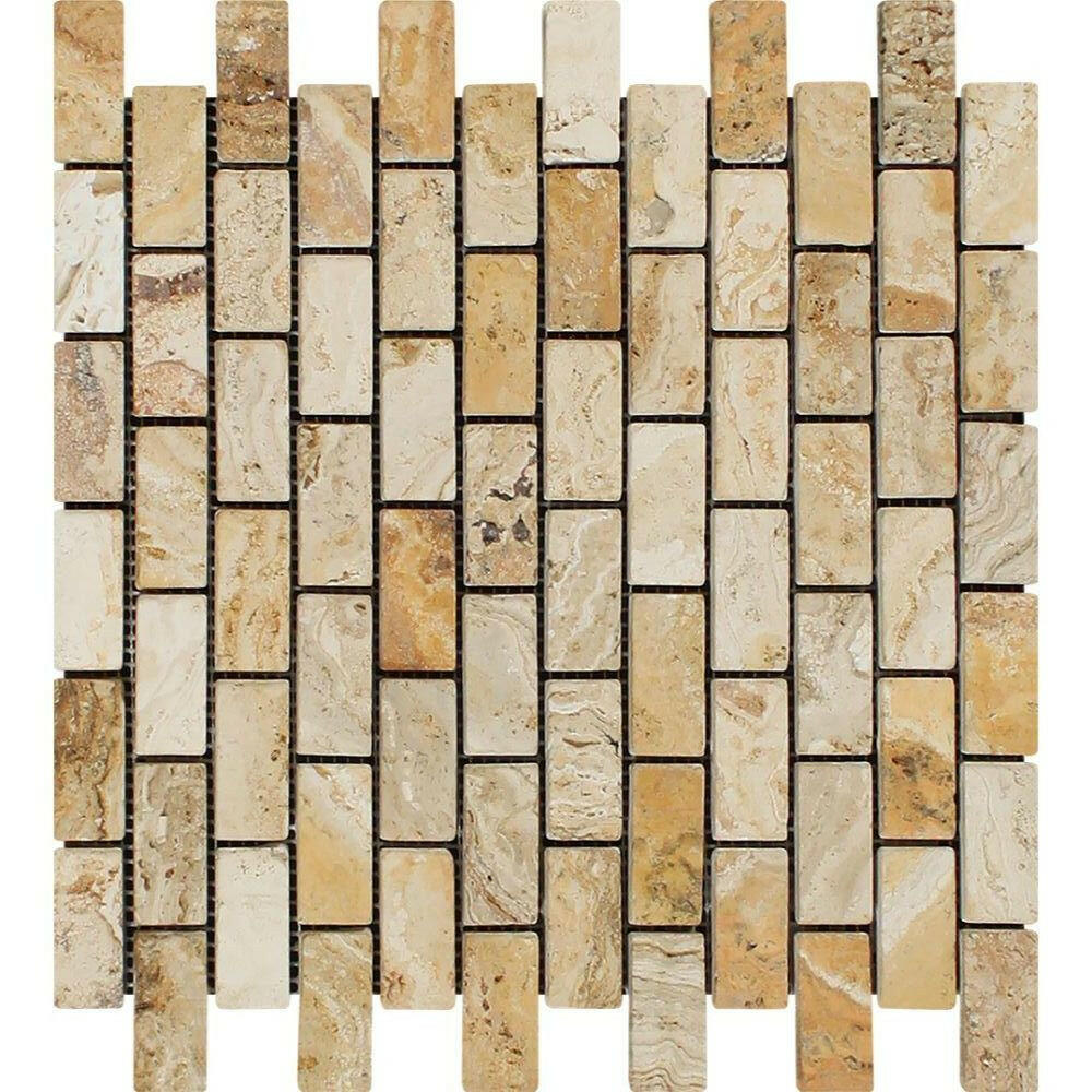 1x2 Valencia Travertine Tumbled Mosaic Tile 1x2 Valencia Travertine Tumbled Mosaic Tile - American Tile Depot