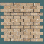 1x2 Walnut Travertine Tumbled Brick Mosaic Tile 1x2 Walnut Travertine Tumbled Brick Mosaic Tile - American Tile Depot