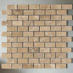 1x2 Walnut Travertine Tumbled Brick Mosaic Tile 1x2 Walnut Travertine Tumbled Brick Mosaic Tile - American Tile Depot