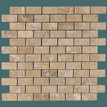 1x2 Walnut Travertine Tumbled Brick Mosaic Tile 1x2 Walnut Travertine Tumbled Brick Mosaic Tile - American Tile Depot