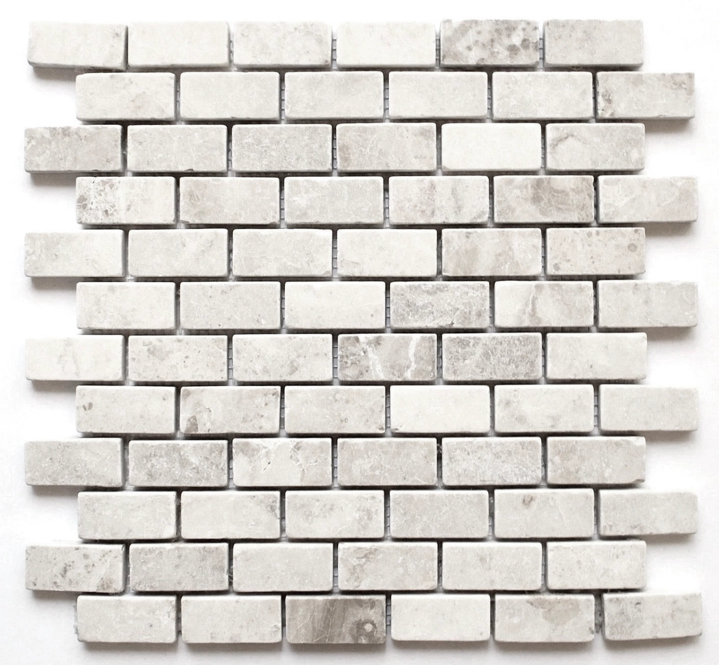 1x2 White Pearl / Botticino Marble Tumbled Brick Mosaic Tile 1x2 White Pearl / Botticino Marble Tumbled Brick Mosaic Tile - American Tile Depot