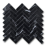 1x3 Black Marquina Marble Polished Herringbone Mosaic Tile 1x3 Black Marquina Marble Polished Herringbone Mosaic Tile - American Tile Depot